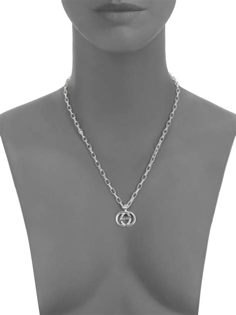 gucci single g sterling silver nexklace|gucci interlocking necklace.